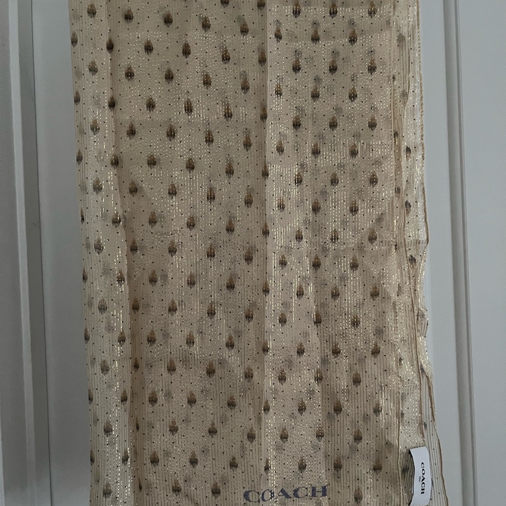 Coach Beige with Gold Detail Scarf